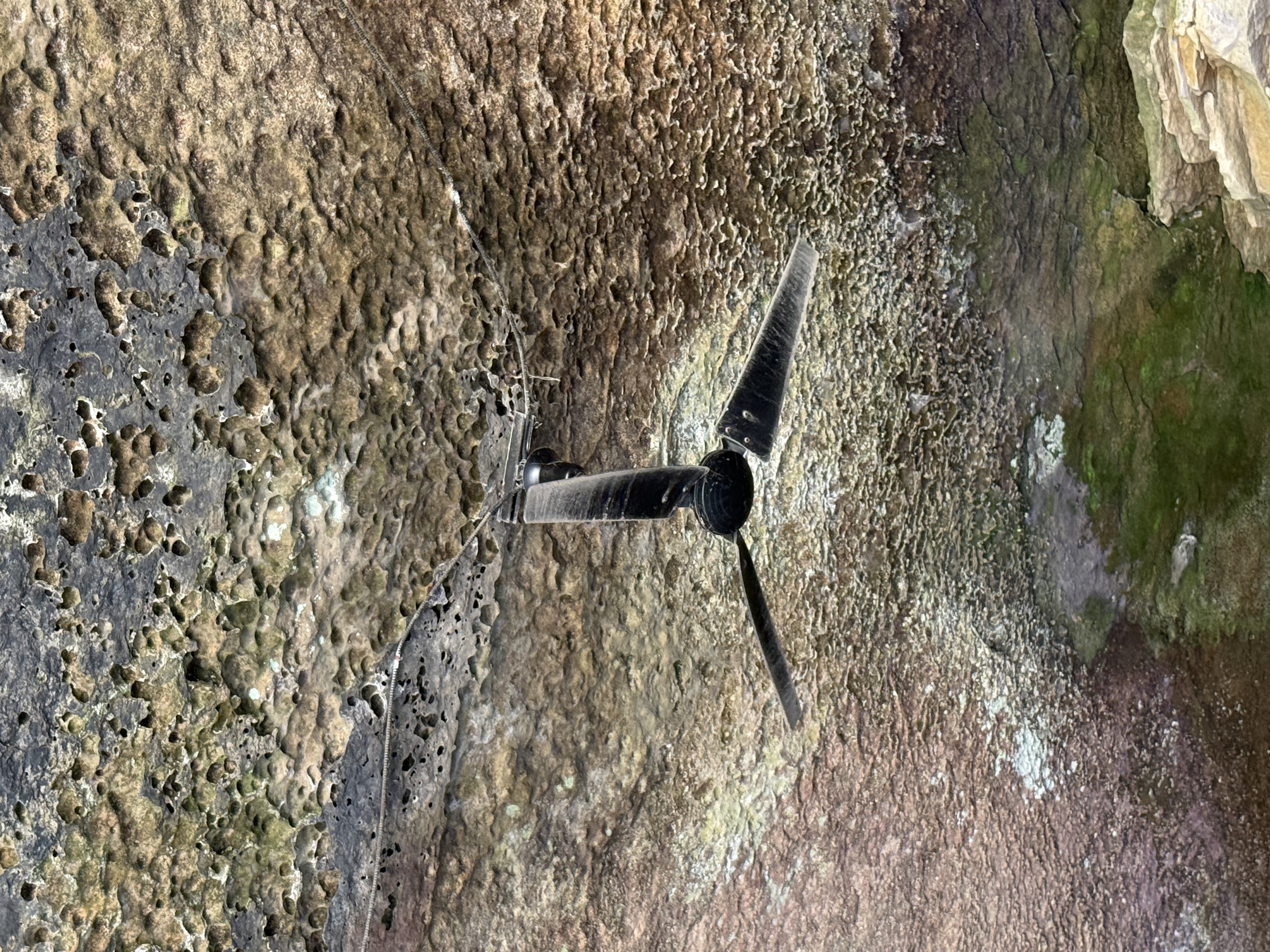 Ceiling fan built into the rock at the Rattlesnake Saloon