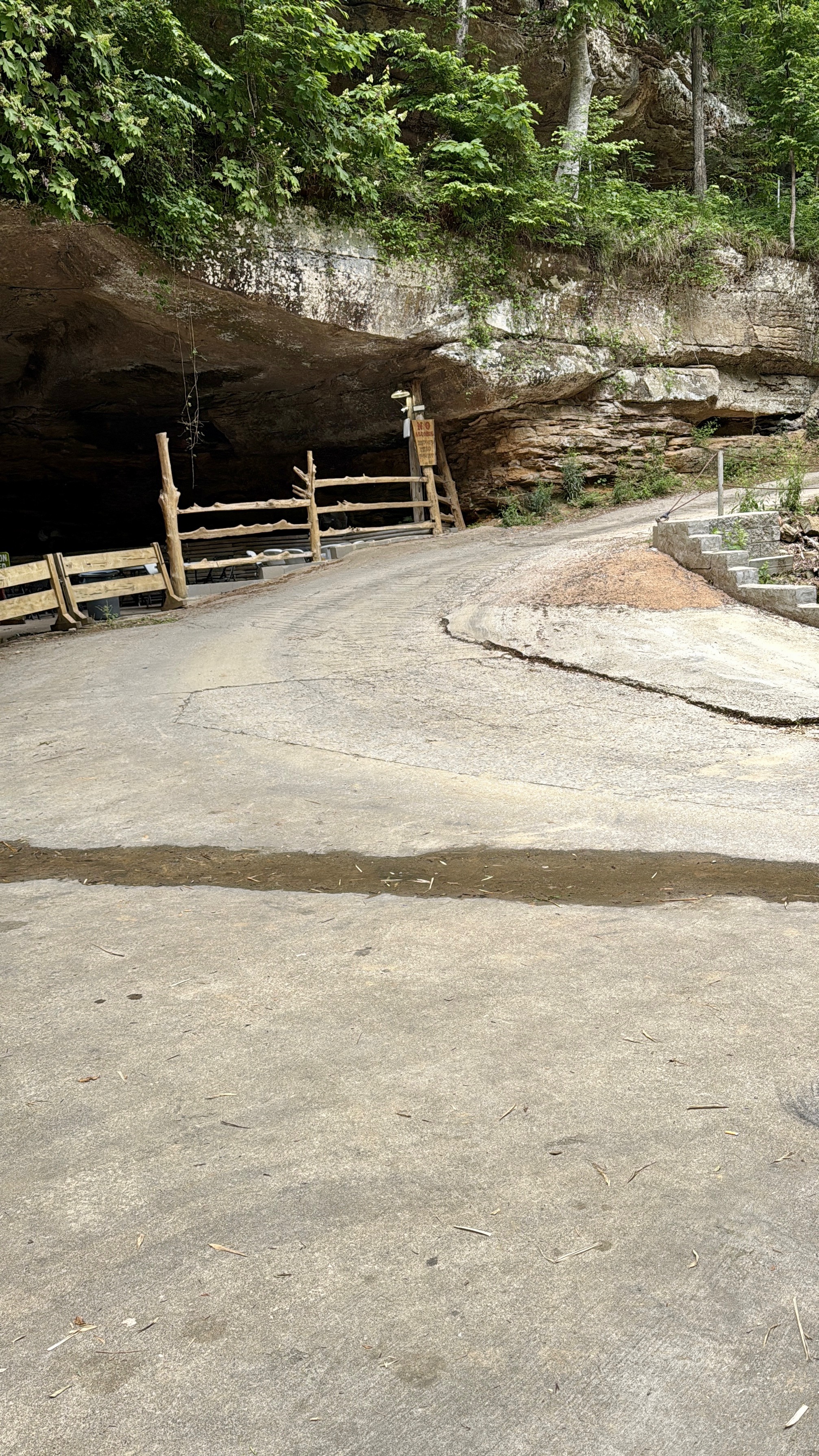 The steep driveway up and down from the saloon is one land and is only traveled by the taxi truck