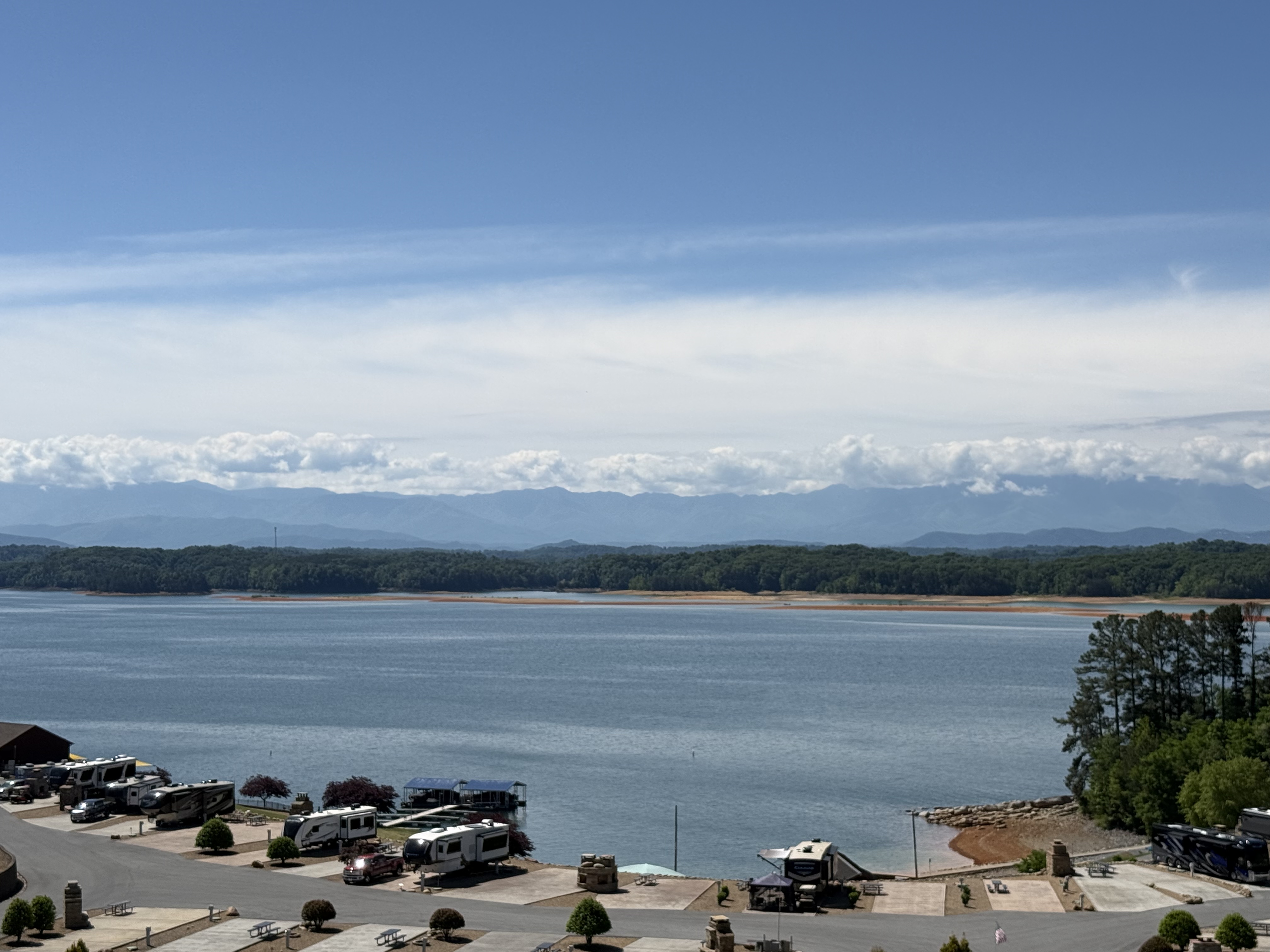 Douglas Lake from the upper level at Anchor Down RV Resort