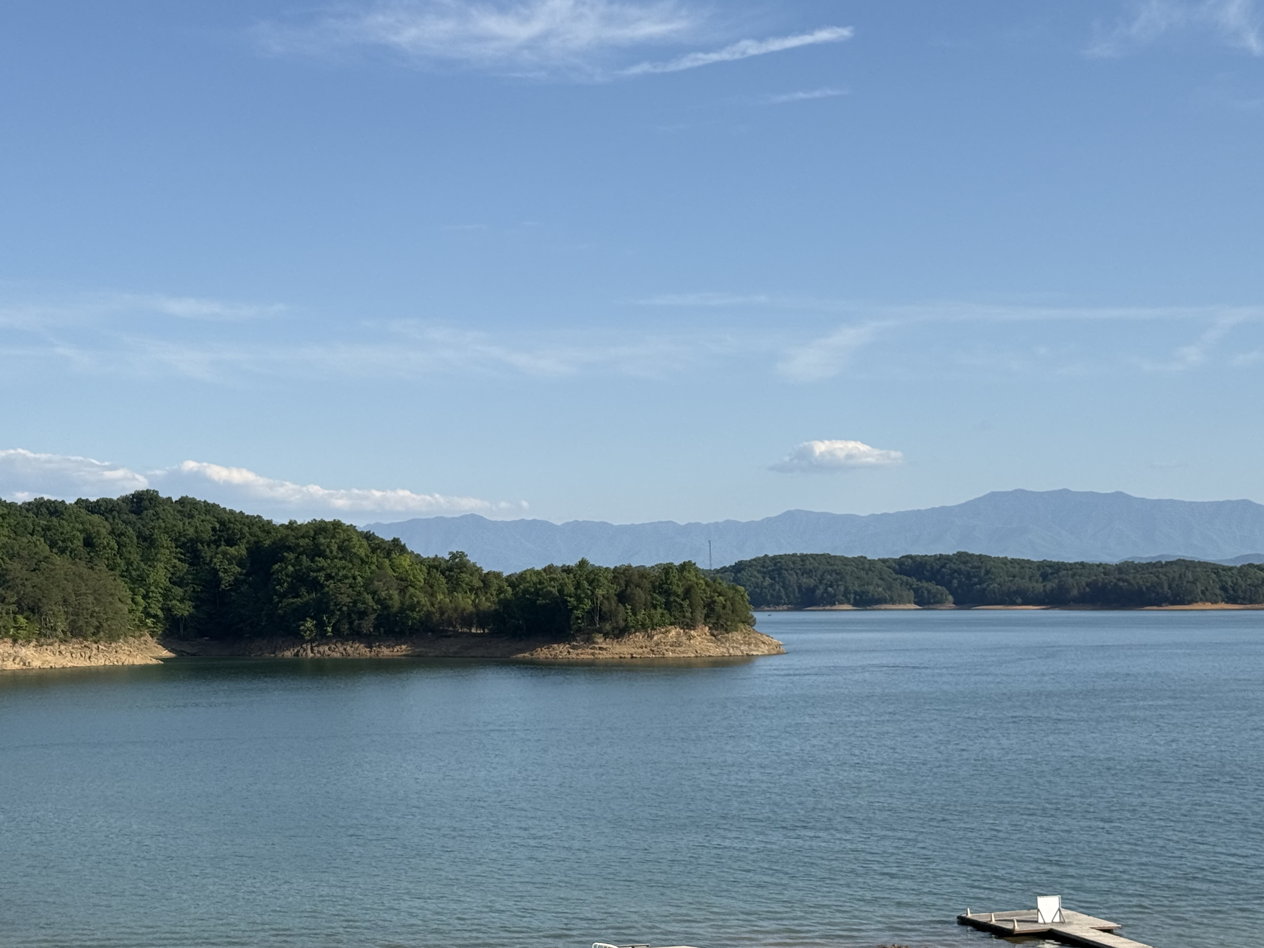 Douglas lake from pool area at Anchor Down RV Resort
