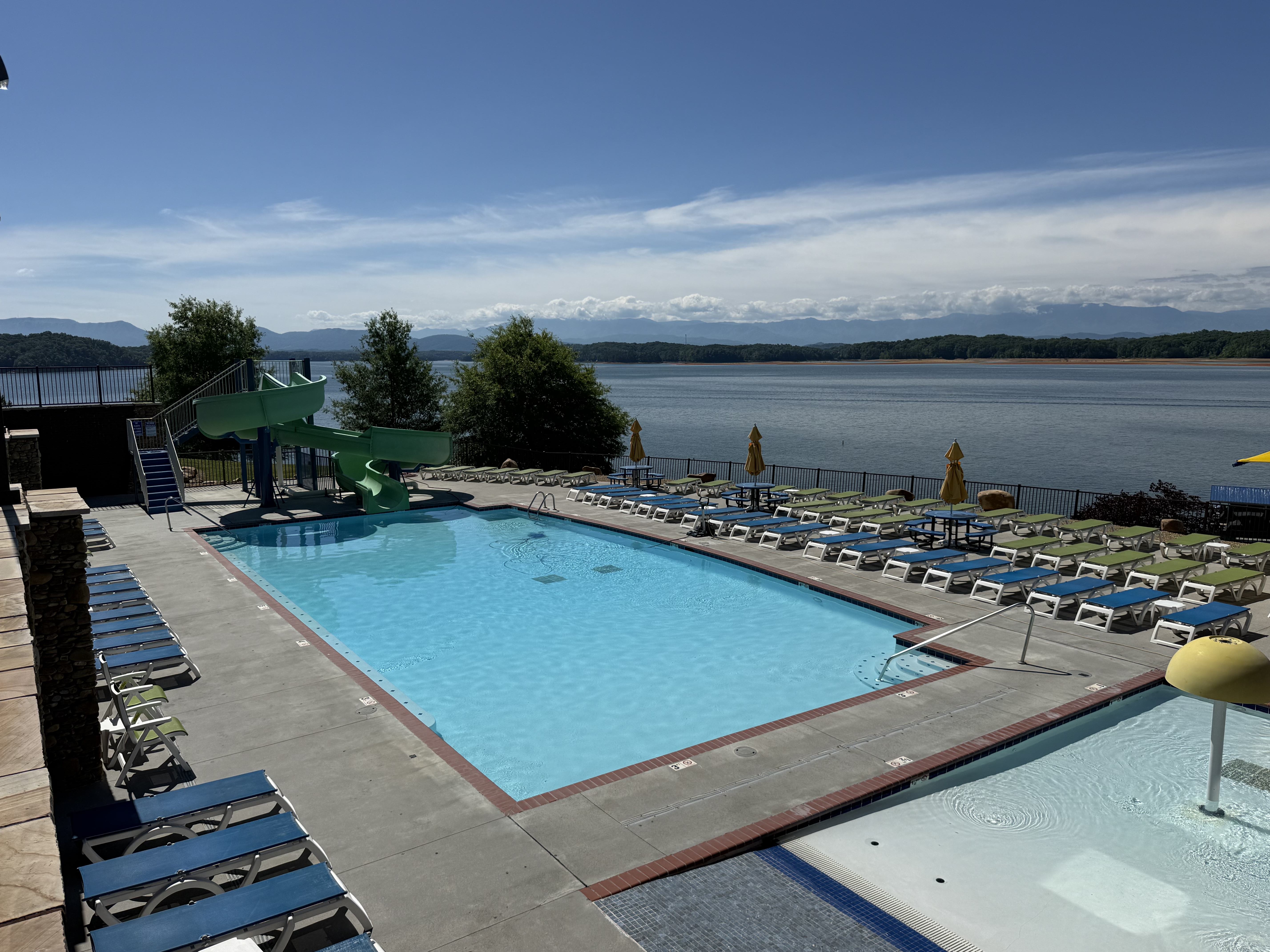 Pool complex with waterslide at Anchor Down