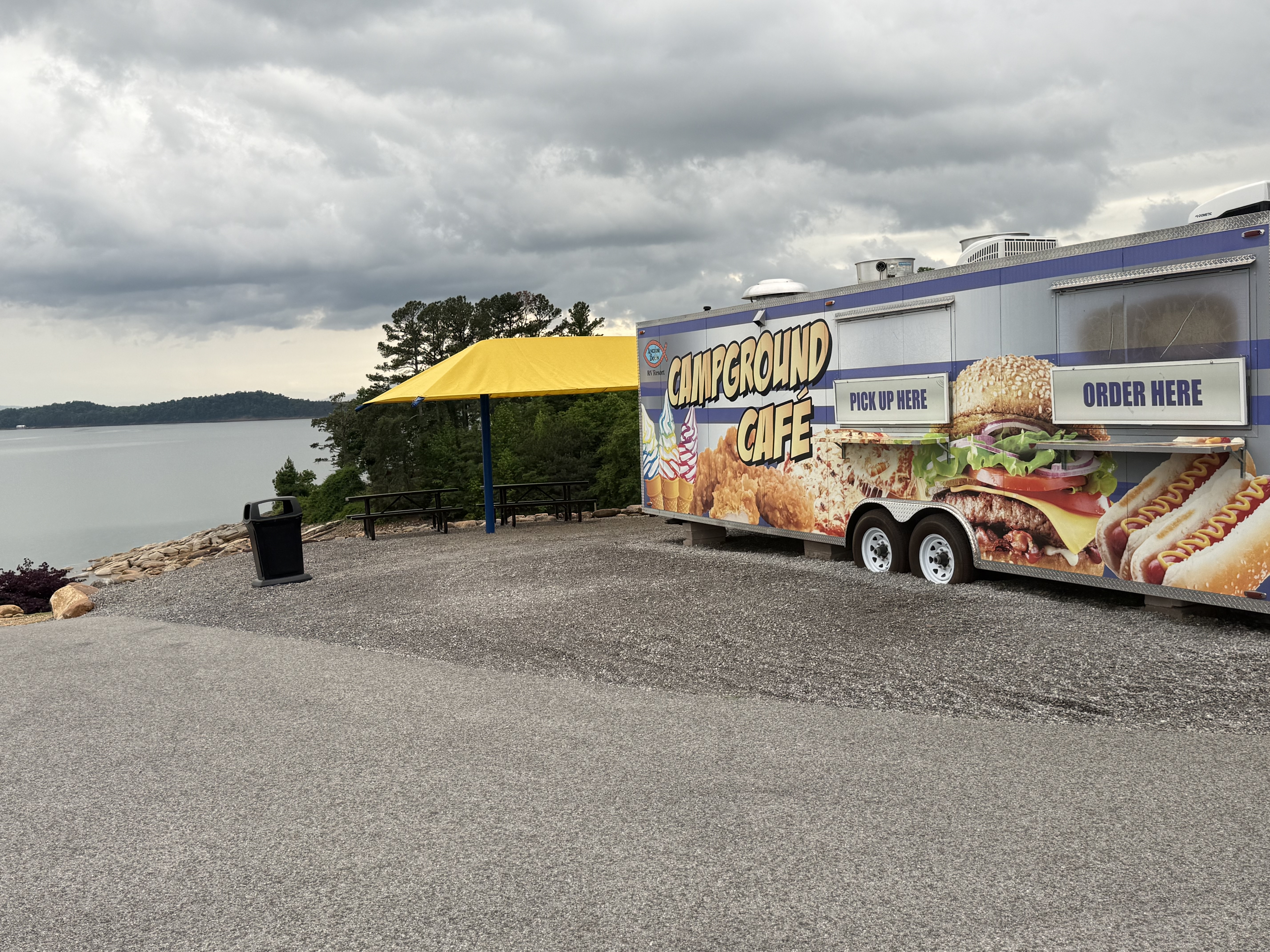 Food truck by pool area at Anchor Down