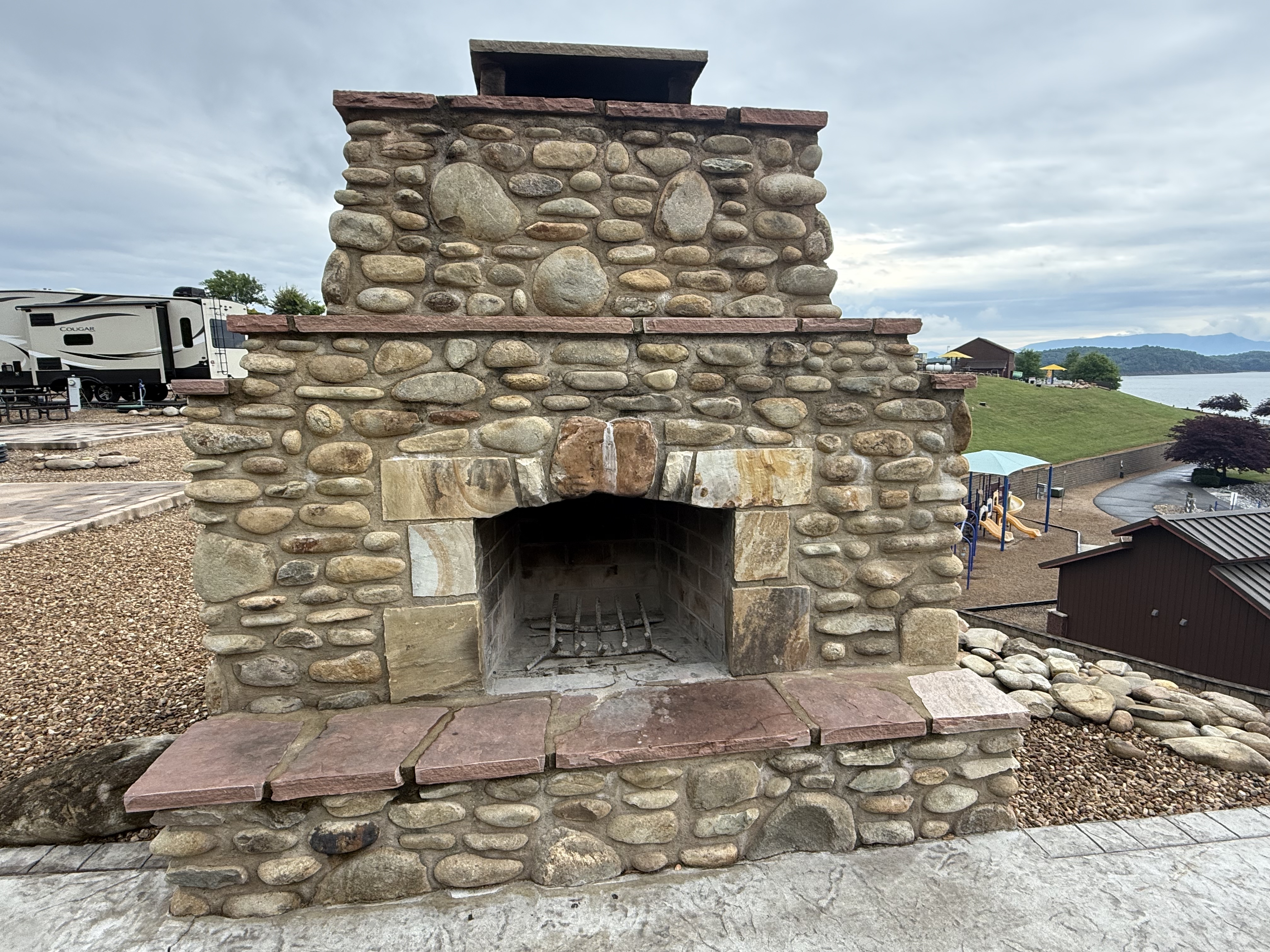 Fireplace on Campsite at Anchor Down
