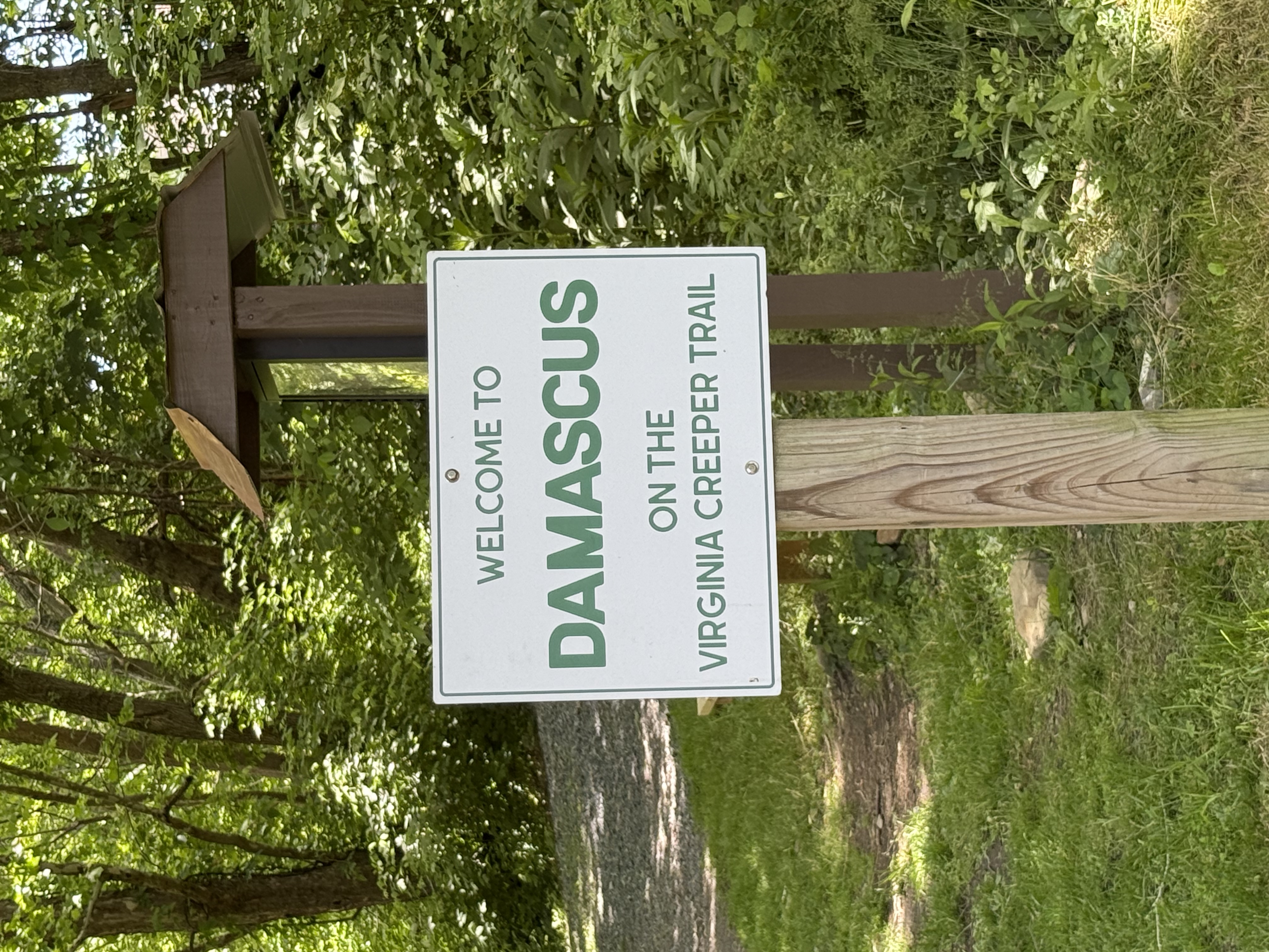 Welcome to Damascus sign on the Virginia Creeper Trail