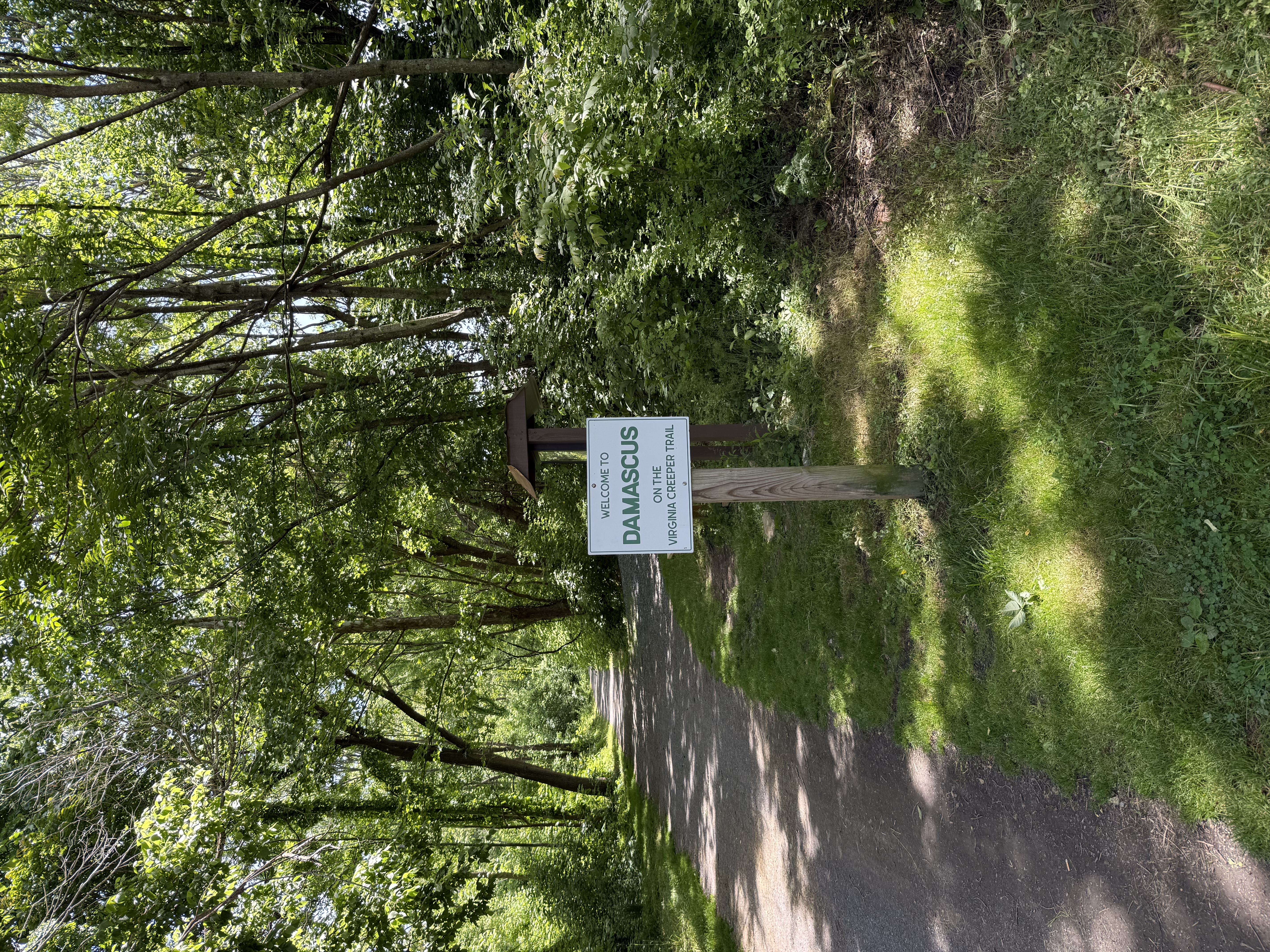 Welcome to Damascus sign on Virginia Creeper Trail