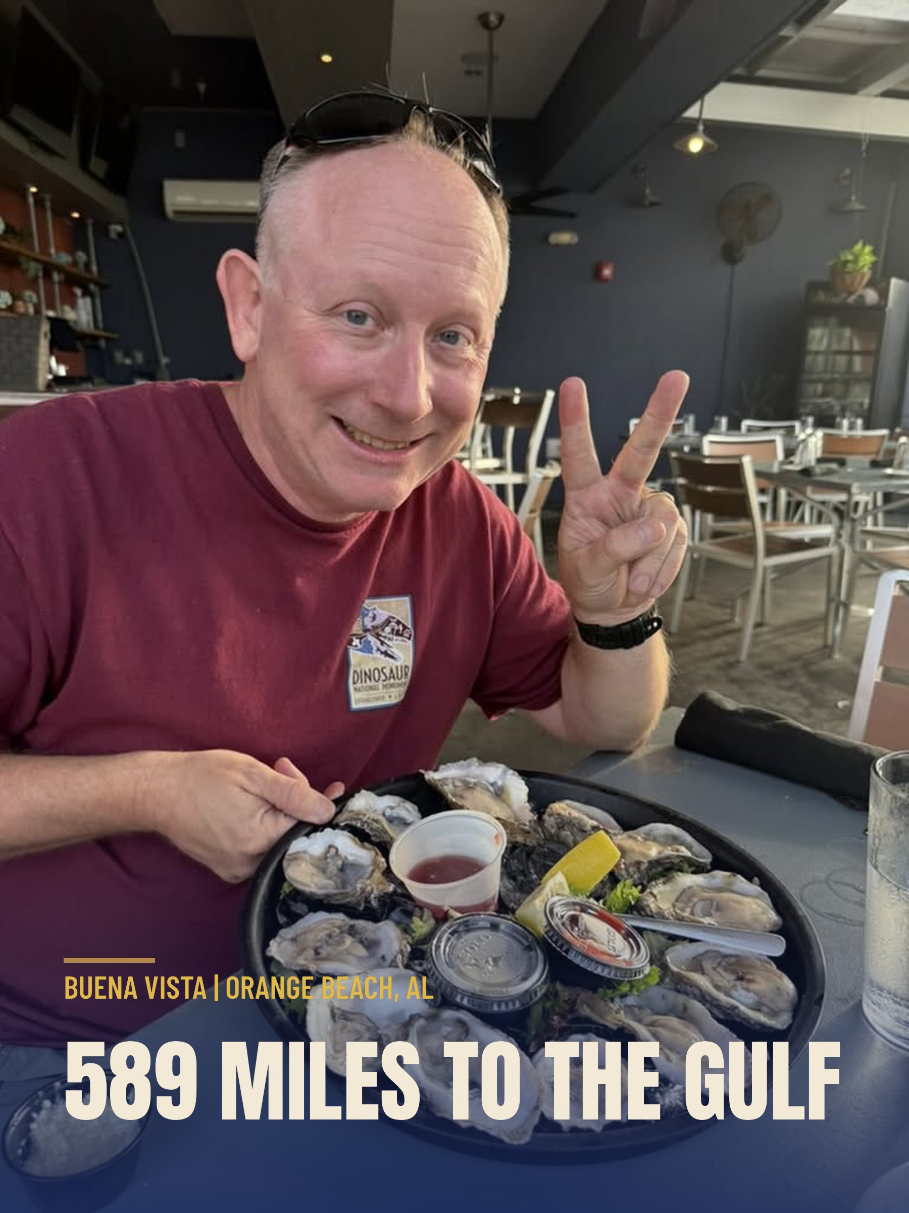 Chad eating his second round of Oysters