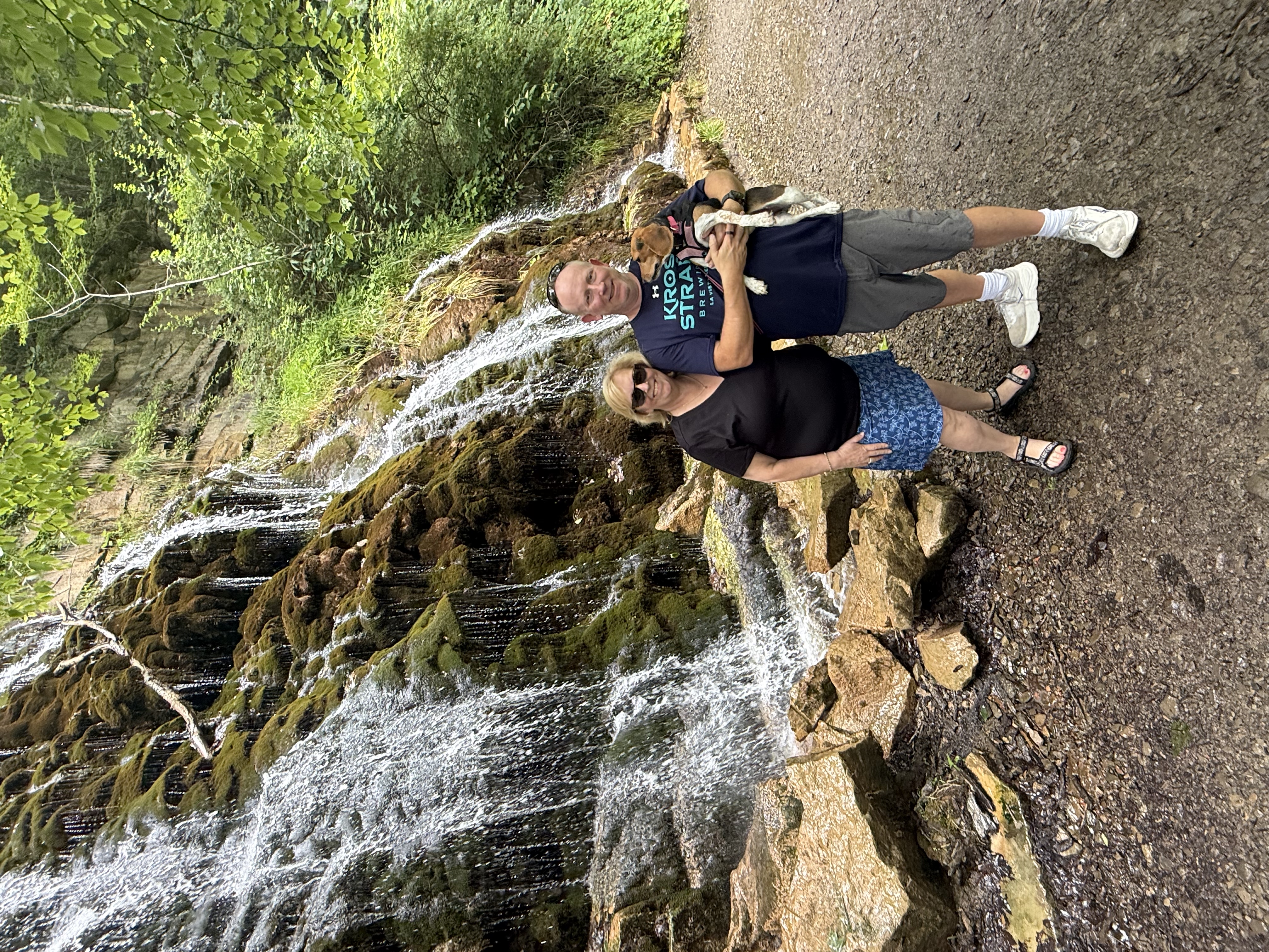 Chad Donna and Juneaux by waterfall