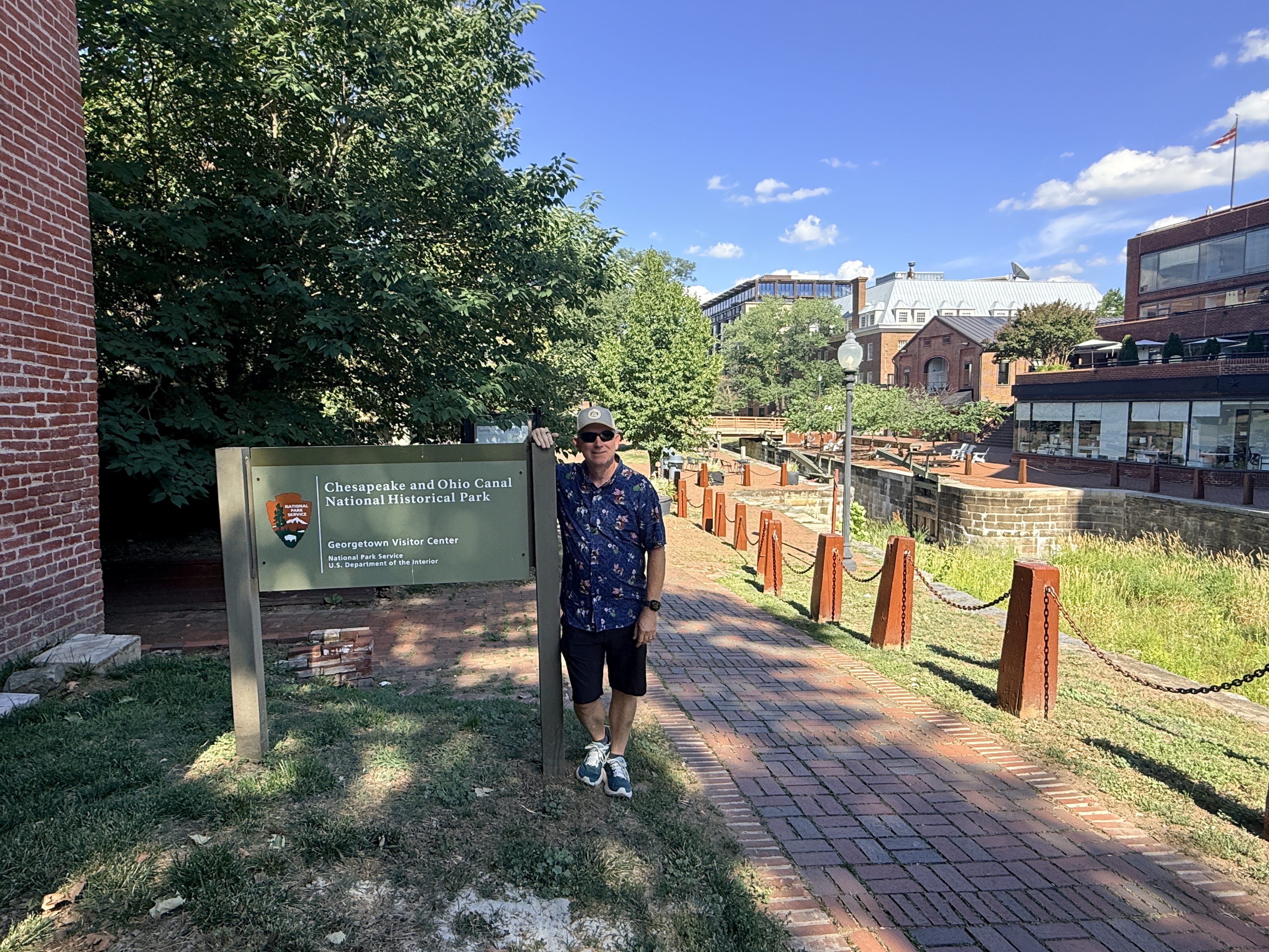 Chad standing next to C&O National Historical Park Sign