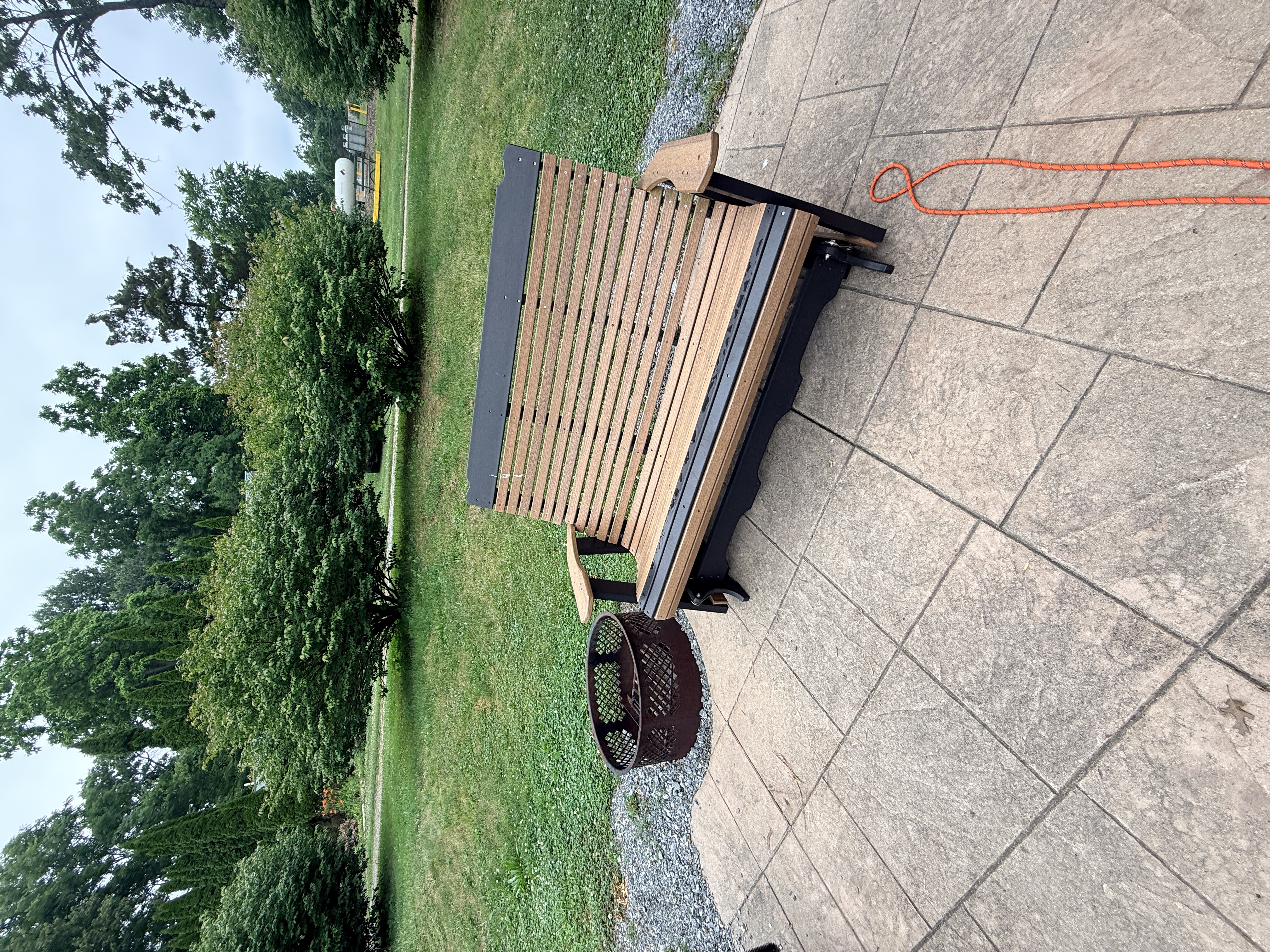 Swinging Bench on patio pad